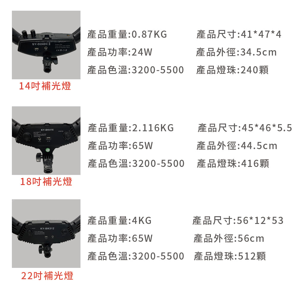 現貨 LED環形燈【圓盤加重支架】【14/18/22吋】DCF0024▸直播燈▸攝影燈▸加重腳架▸補光燈▸美睫燈▸美容燈